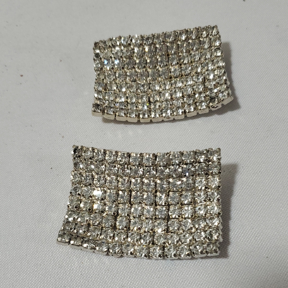 Elegant Silver Rhinestone Shoe Clips